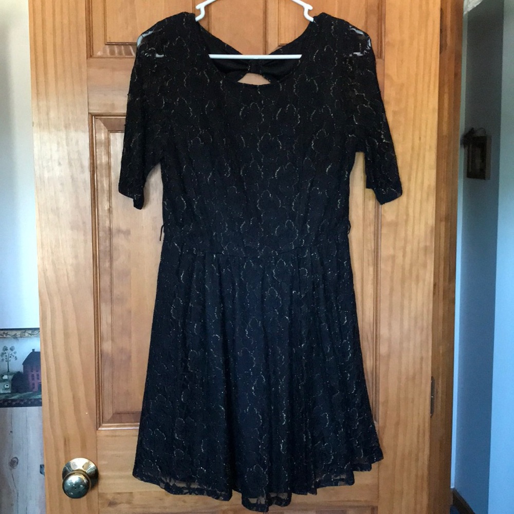 Black and gold lace dress